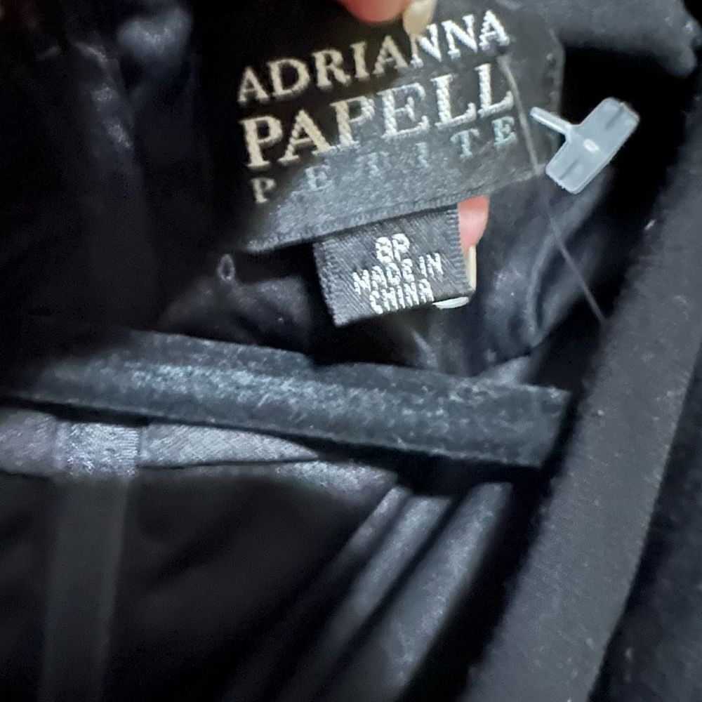 Adrianna Papell black formal midi v-neck formal dress, fit & flare , zippered ba - Picture 10 of 13